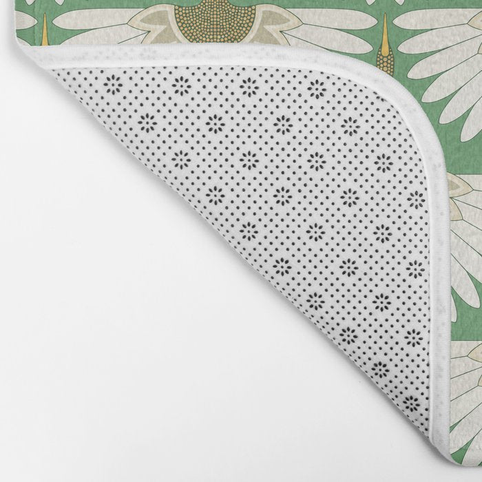 art deco cranes green Bath Mat Gallery Image 2