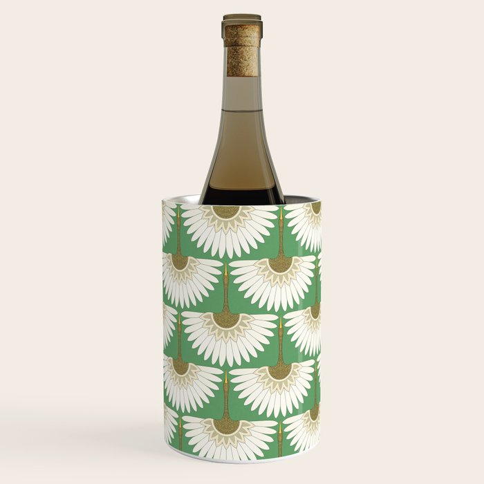 art deco cranes green Wine Chiller Gallery Image 3