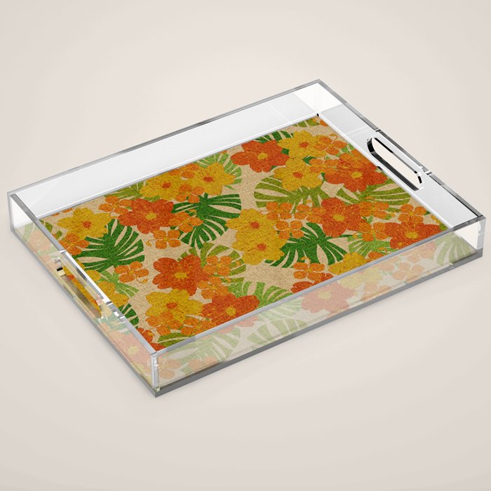 Limahuli Garden Hawaiian Floral Design Acrylic Tray Gallery Image 1