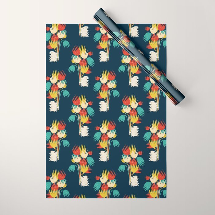 Hedgehog with flowers Wrapping Paper Gallery Image 1