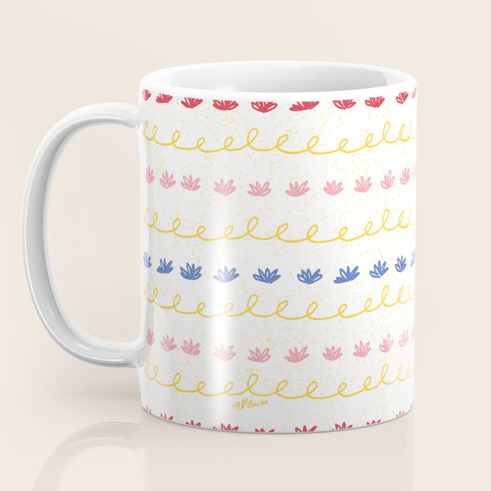 Abstract Cookie Pattern Doodle in White & Pink Coffee Mug Gallery Image 3