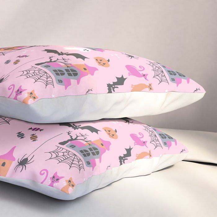 Pink Halloween pastel spooky party Pillow Sham Gallery Image 3
