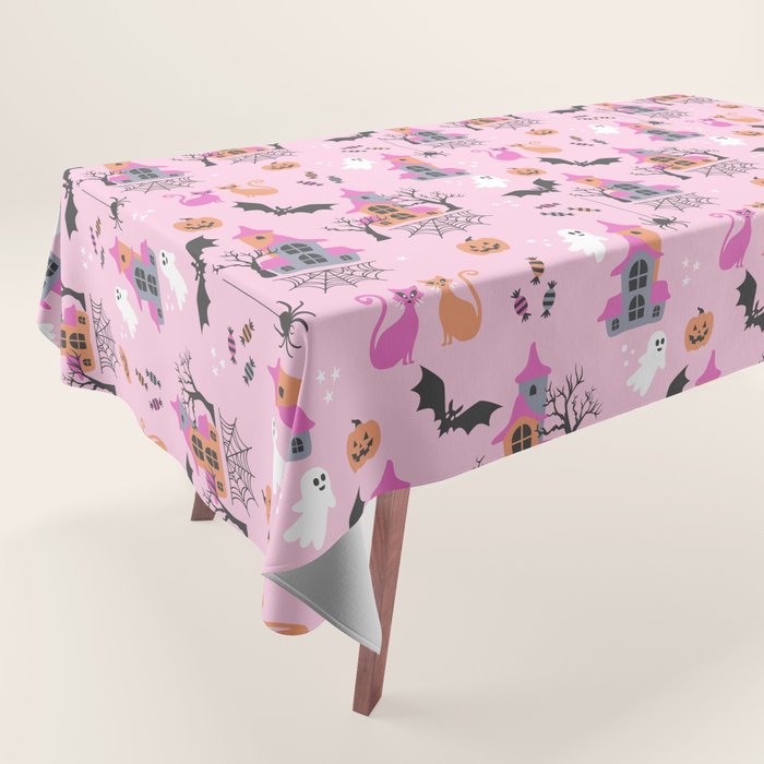 Pink Halloween pastel spooky party Tablecloth Gallery Image 1