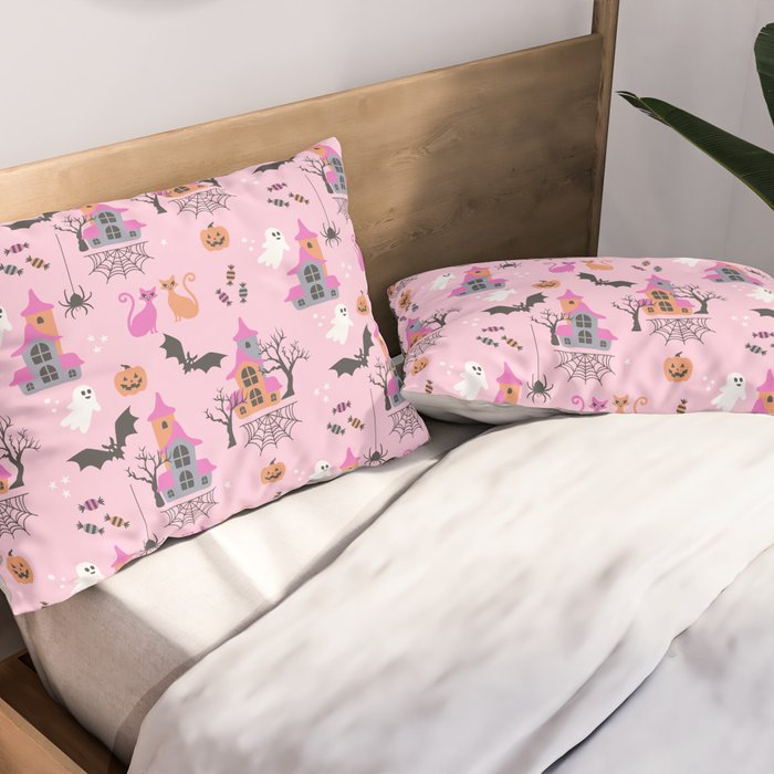 Pink Halloween pastel spooky party Pillow Sham Gallery Image 2