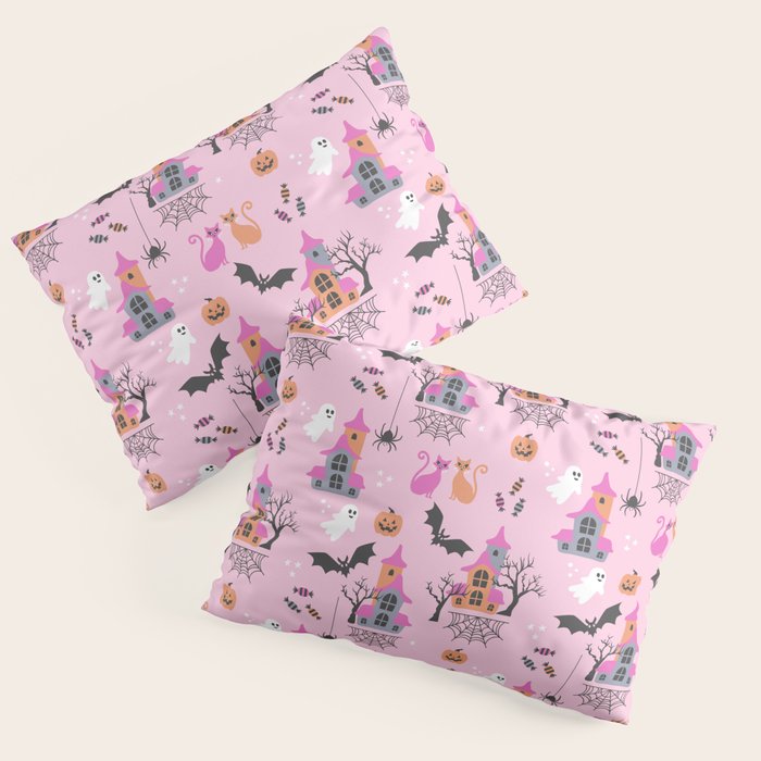 Pink Halloween pastel spooky party Pillow Sham Gallery Image 3