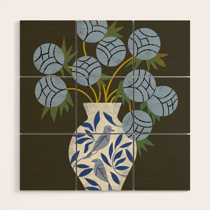 Bird Vase Bouquet Wood Wall Art Gallery Image 1