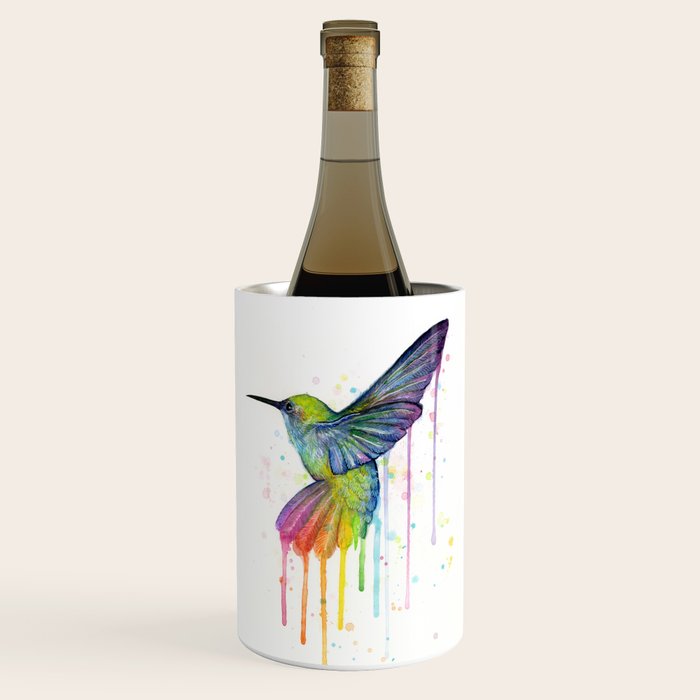Hummingbird Rainbow Watercolor Wine Chiller Gallery Image 1