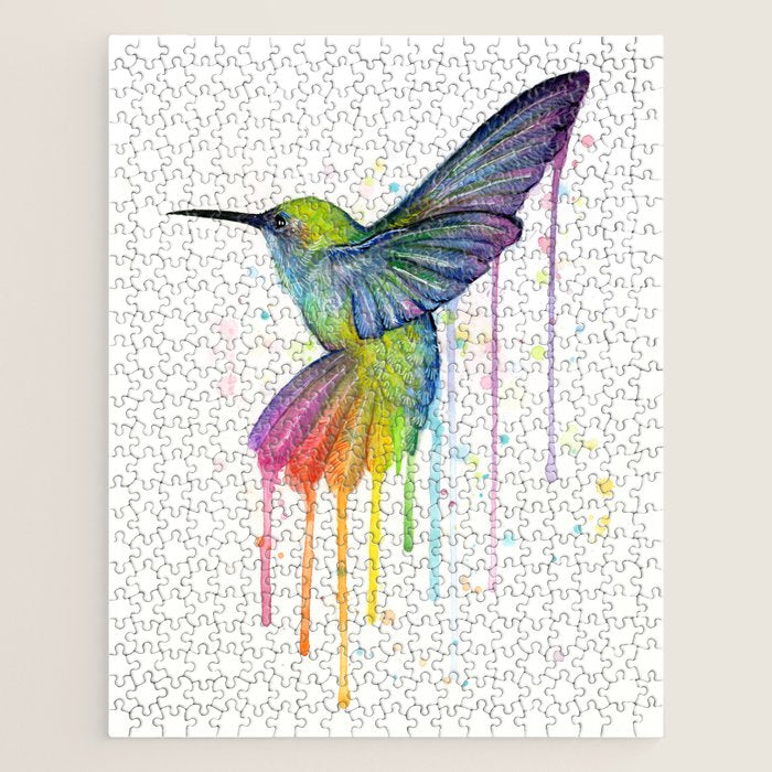 Hummingbird Rainbow Watercolor Jigsaw Puzzle Gallery Image 1