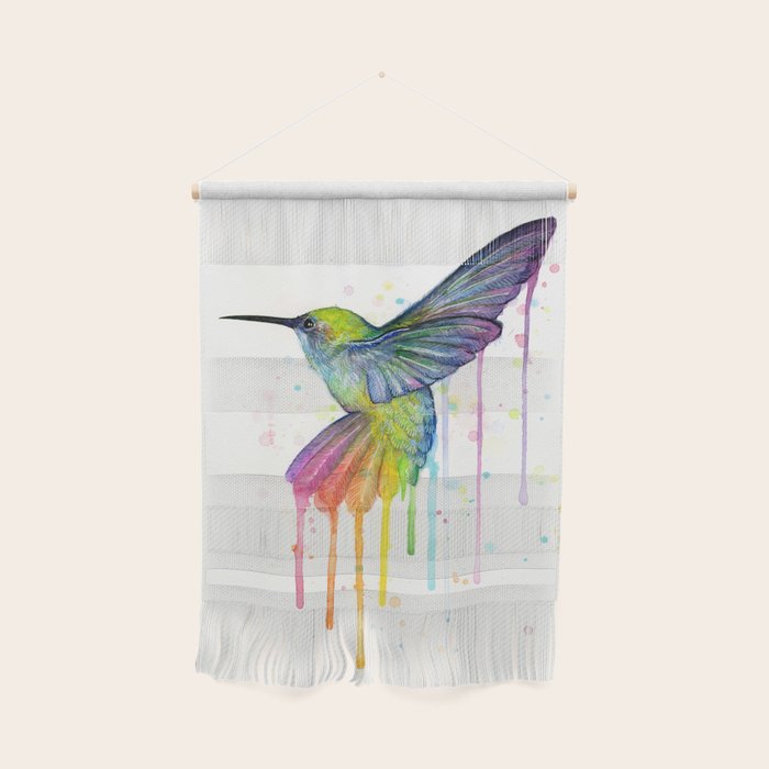 Hummingbird Rainbow Watercolor Wall Hanging Gallery Image 1
