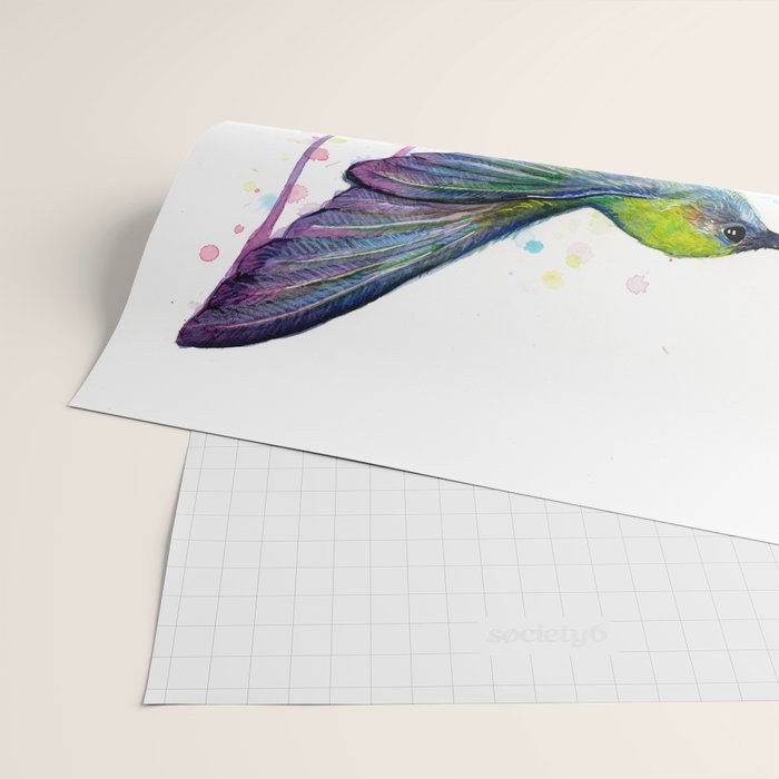 Hummingbird Rainbow Watercolor Wrapping Paper Gallery Image 2