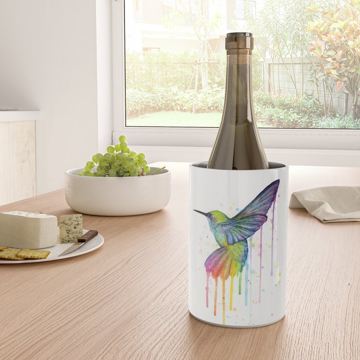 Hummingbird Rainbow Watercolor Wine Chiller Gallery Image 4