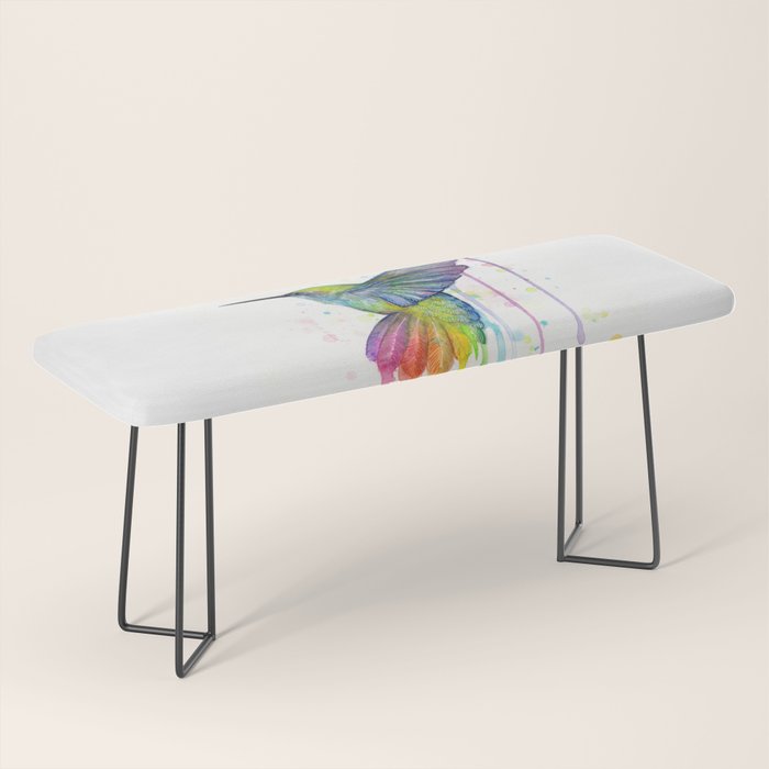 Hummingbird Rainbow Watercolor Bench Gallery Image 1