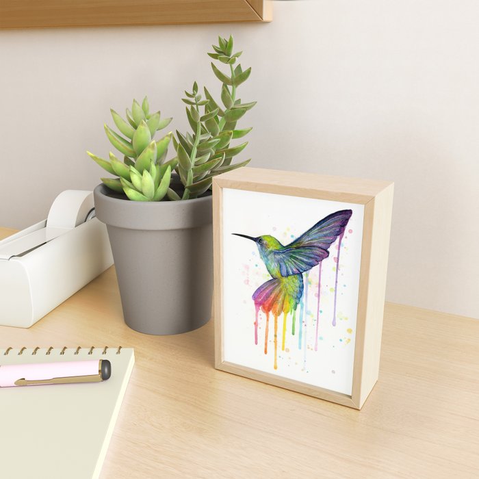 Hummingbird Rainbow Watercolor Mini Art Print Gallery Image 2