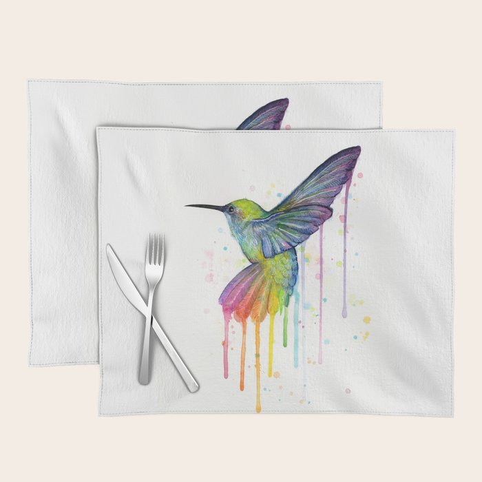 Hummingbird Rainbow Watercolor Placemat Gallery Image 1