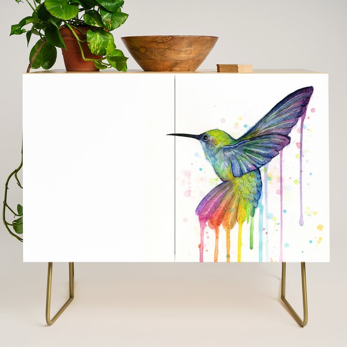 Hummingbird Rainbow Watercolor Credenza Gallery Image 1