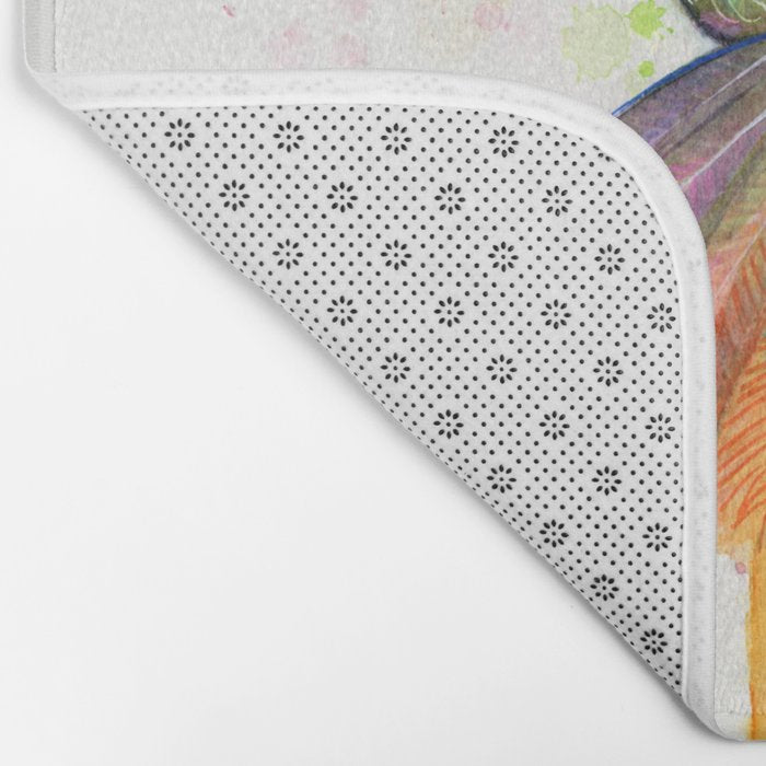 Hummingbird Rainbow Watercolor Bath Mat Gallery Image 2
