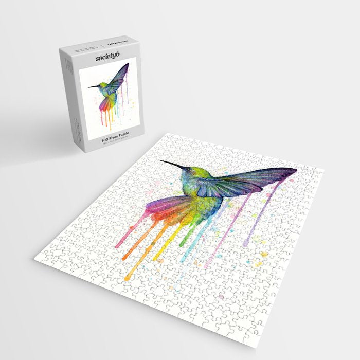 Hummingbird Rainbow Watercolor Jigsaw Puzzle Gallery Image 2