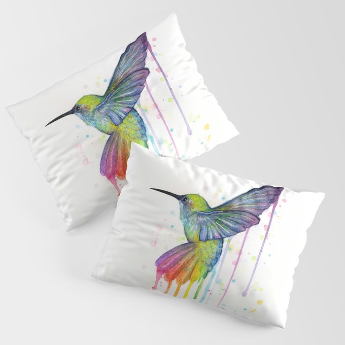 Hummingbird Rainbow Watercolor Pillow Sham Gallery Image 3