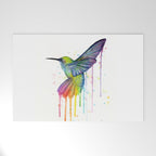 Hummingbird Rainbow Watercolor Welcome Mat Gallery Image 1