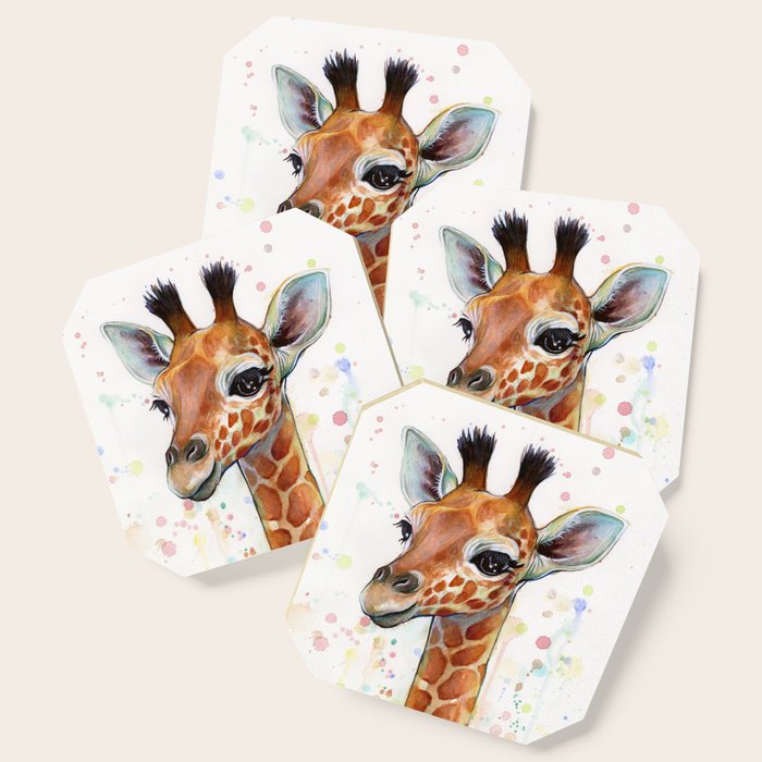 Giraffe Baby Watercolor Coaster Gallery Image 1
