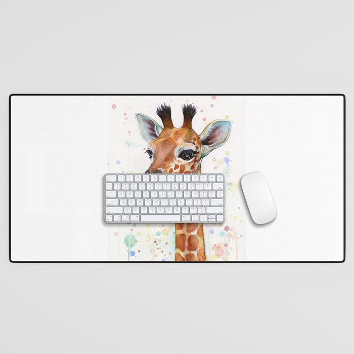 Giraffe Baby Watercolor Desk Mat Gallery Image 1