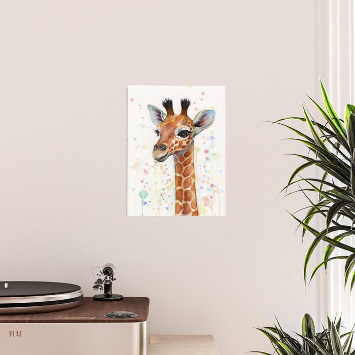 Giraffe Baby Watercolor Poster Gallery Image 2