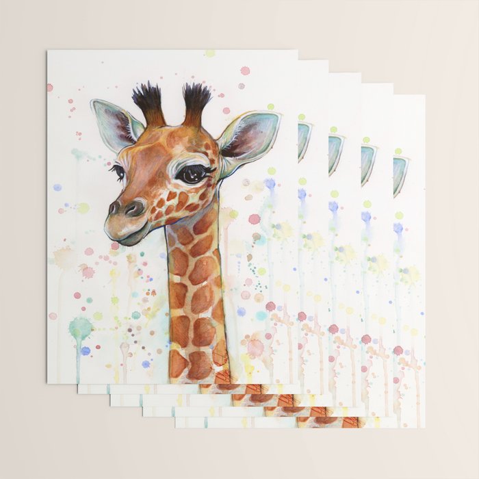 Giraffe Baby Watercolor Wrapping Paper Gallery Image 3