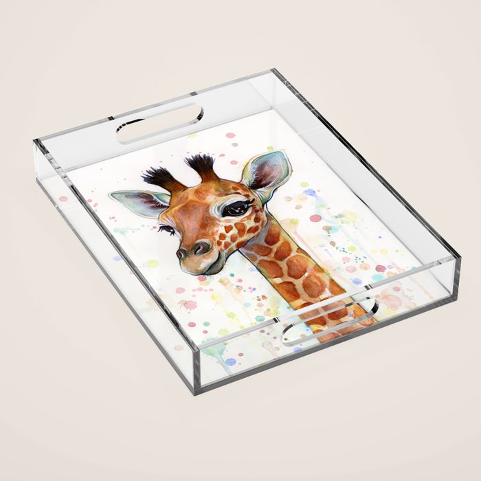 Giraffe Baby Watercolor Acrylic Tray Gallery Image 1