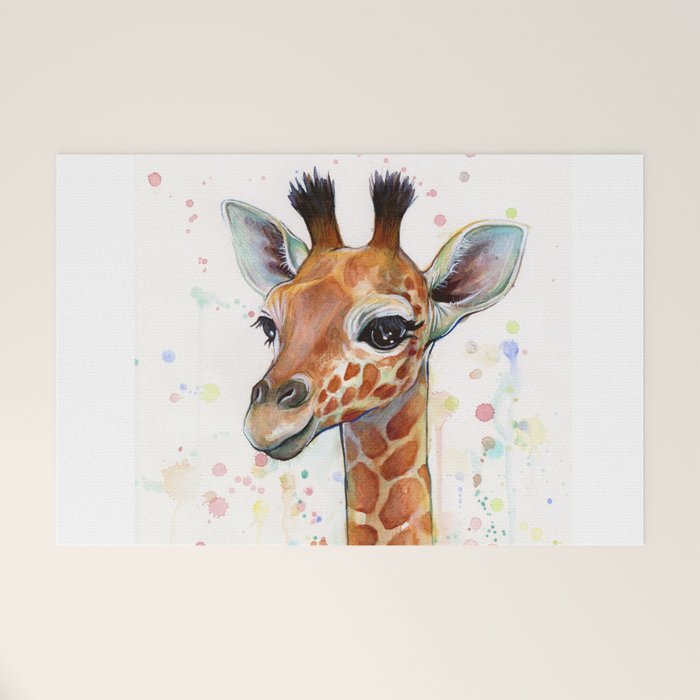 Giraffe Baby Watercolor Welcome Mat Gallery Image 1