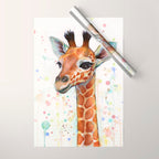 Giraffe Baby Watercolor Wrapping Paper Gallery Image 1