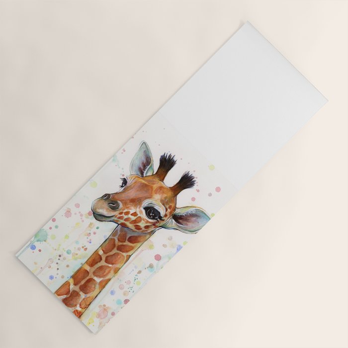Giraffe Baby Watercolor Yoga Mat Gallery Image 1