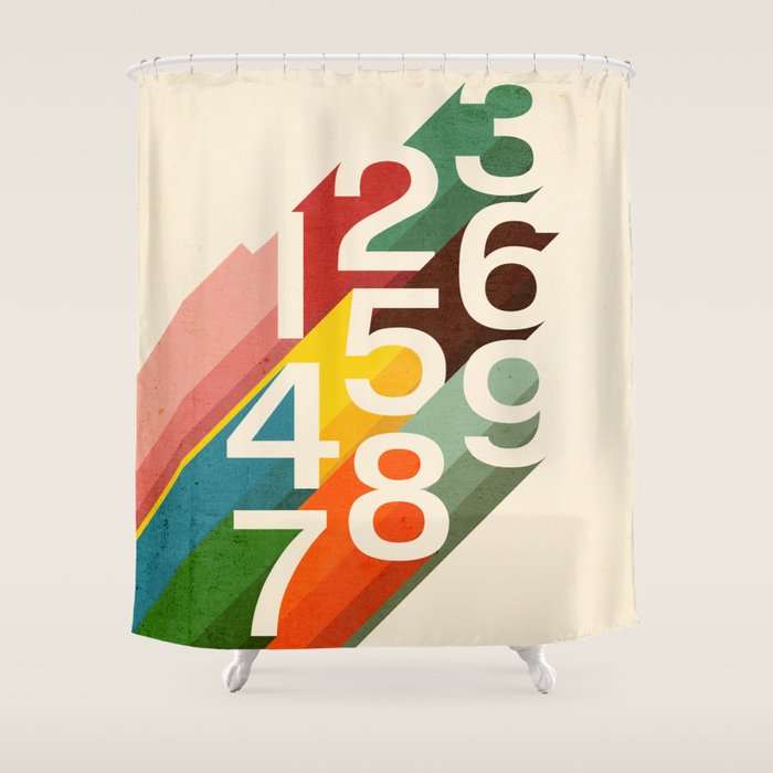 Retro Numbers Shower Curtain Gallery Image 1