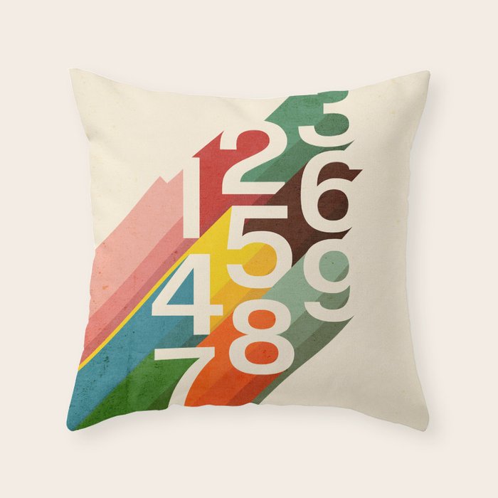 Retro Numbers Throw Pillow Gallery Image 6