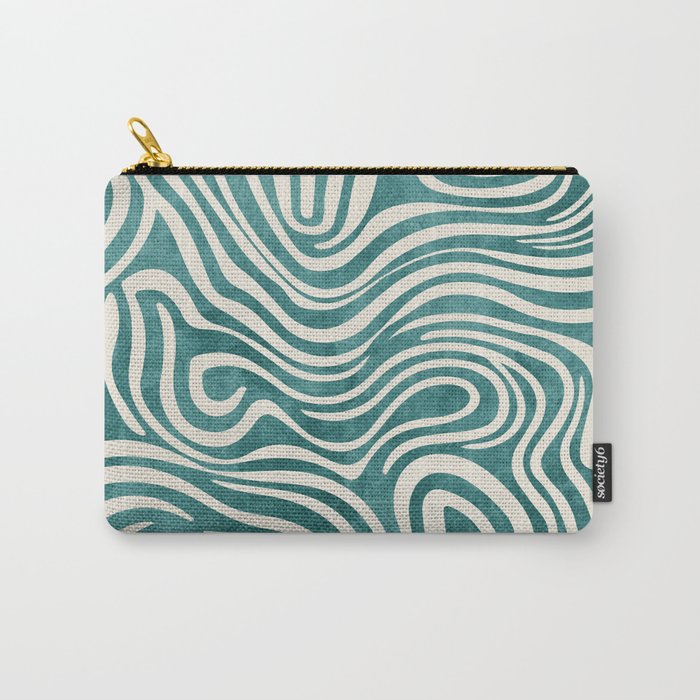Teal Green Swirl Pattern Modern Decor Carry All Pouch Gallery Image 1