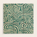 Teal Green Swirl Pattern Modern Decor Wood Wall Art Gallery Image 1