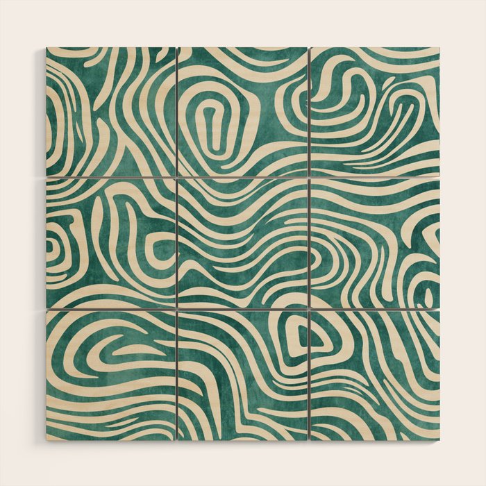 Teal Green Swirl Pattern Modern Decor Wood Wall Art Gallery Image 1