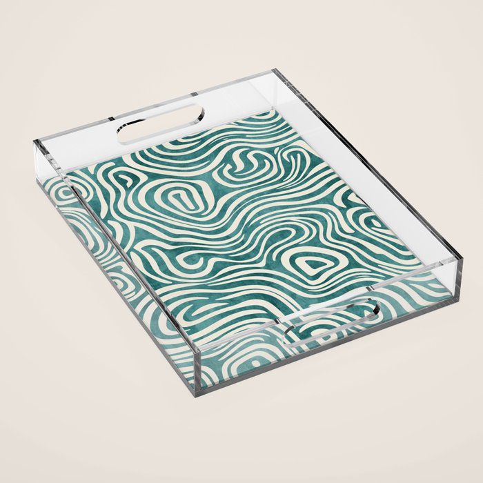 Teal Green Swirl Pattern Modern Decor Acrylic Tray Gallery Image 1