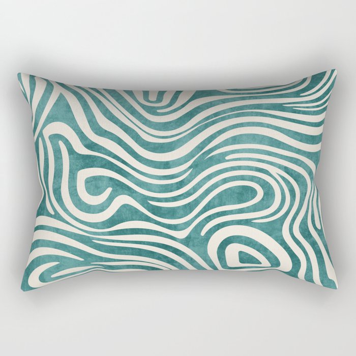 Teal Green Swirl Pattern Modern Decor Rectangular Pillow Gallery Image 1