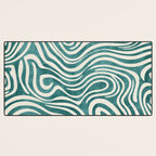 Teal Green Swirl Pattern Modern Decor Desk Mat Gallery Image 3