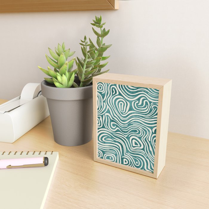 Teal Green Swirl Pattern Modern Decor Mini Art Print Gallery Image 2