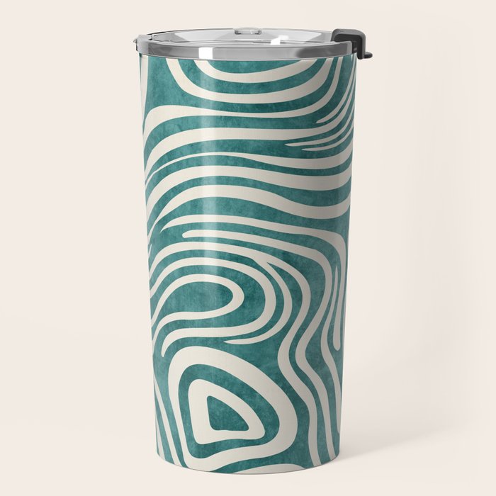 Teal Green Swirl Pattern Modern Decor Travel Mug Gallery Image 2