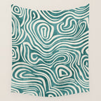 Teal Green Swirl Pattern Modern Decor Wall Tapestry Gallery Image 4