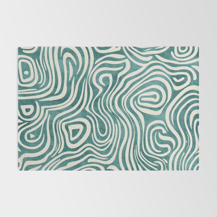 Teal Green Swirl Pattern Modern Decor Rug Gallery Image 2