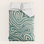 Teal Green Swirl Pattern Modern Decor Comforter Gallery Image 6