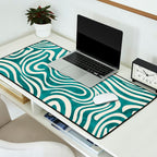 Teal Green Swirl Pattern Modern Decor Desk Mat Gallery Image 2