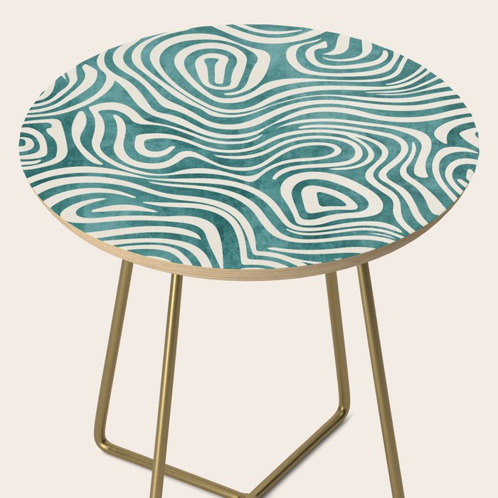 Teal Green Swirl Pattern Modern Decor Side Table Gallery Image 2