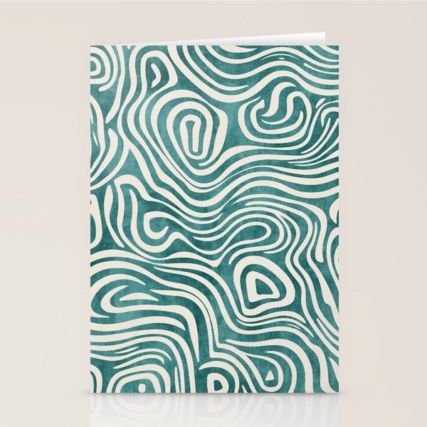 Teal Green Swirl Pattern Modern Decor Stationery Card Gallery Image 1