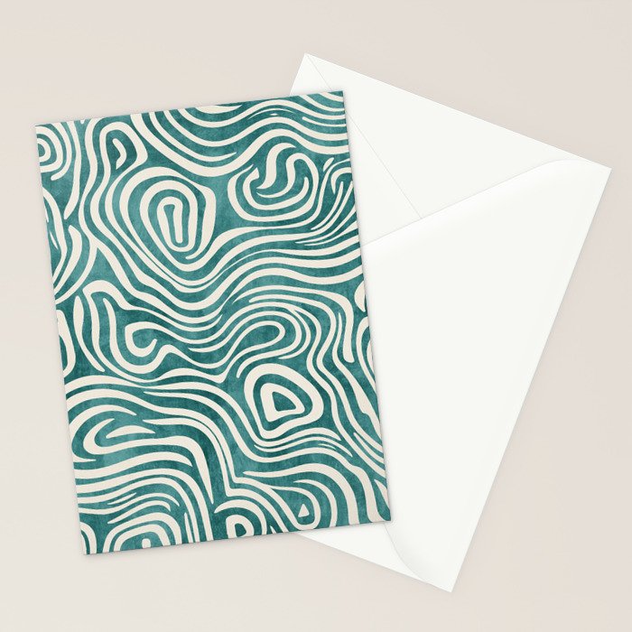 Teal Green Swirl Pattern Modern Decor Stationery Card Gallery Image 2