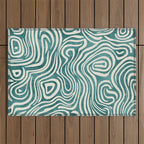 Teal Green Swirl Pattern Modern Decor Outdoor Rug Gallery Image 1
