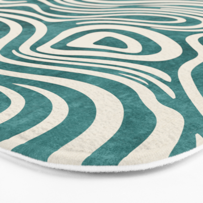 Teal Green Swirl Pattern Modern Decor Bath Mat Gallery Image 3